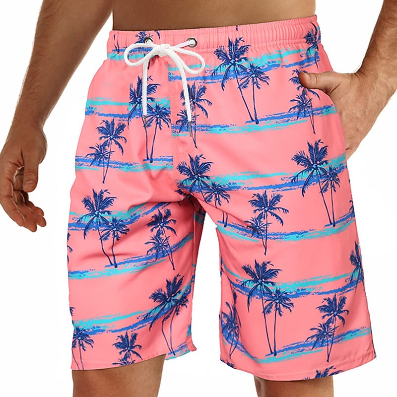Men's Coconut Tree Graphic Prints Swim Trunks Swim Shorts Board Shorts Mid Waist Hawaiian Boho Casual Daily Holiday Drawstring with Mesh lining Elastic Waist Designer Clothing Apparel4