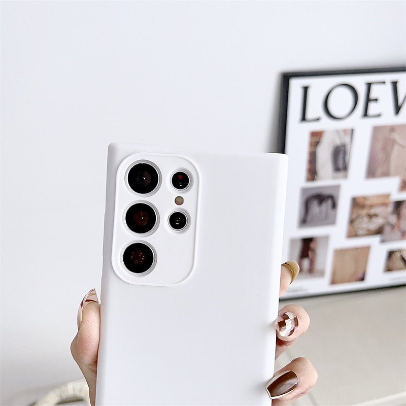 Phone Case For Samsung Galaxy S25 S23 Ultra Plus Silicone Case Bumper Frame Full Body Protective Dustproof Solid Colored TPU3