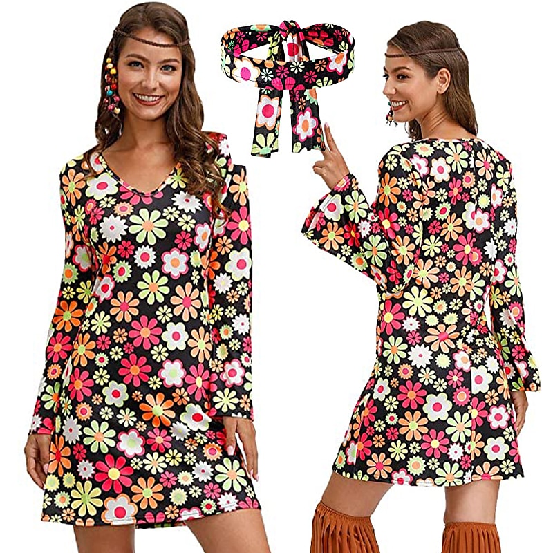 Retro Vintage 1970s Disco Dress Headwear Headwraps Flare Cuff Sleeve Hippie Fancy Dress Women's Party & Evening Pride Parade Pride Month Adults' Dress Headwear4