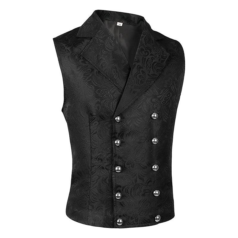 Retro Vintage Medieval Renaissance Coat Waistcoat Prince Knight Ritter Nobleman Jacquard Fancy Dress Men's Steampunk Adults' waistcoat3