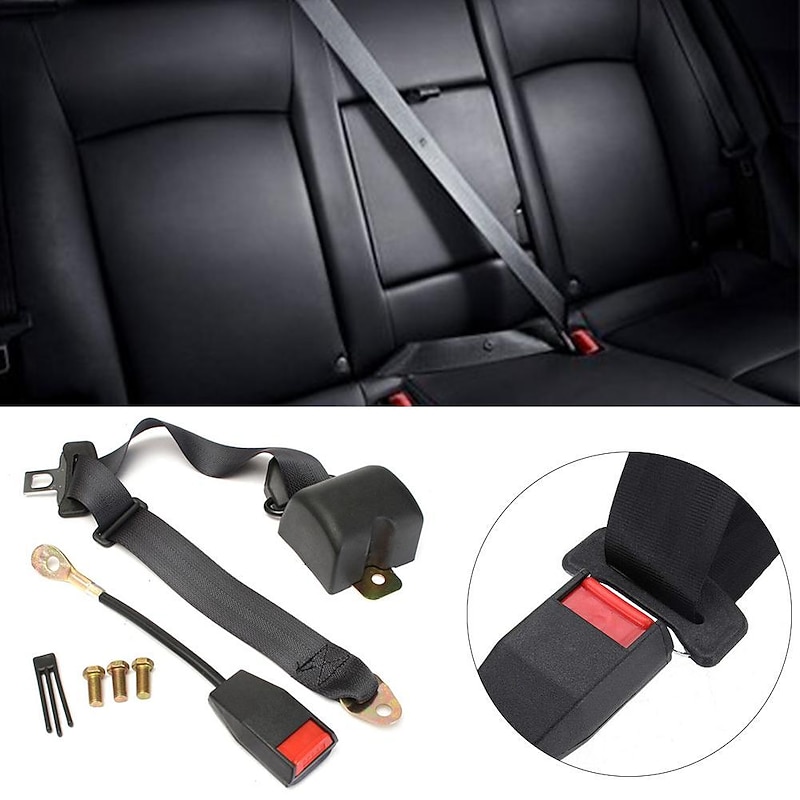 3-Point Adjustable Automatic Seat Belt with Cam Lock, Universal Safety Buckle Clip Retainer for Passenger Protection2