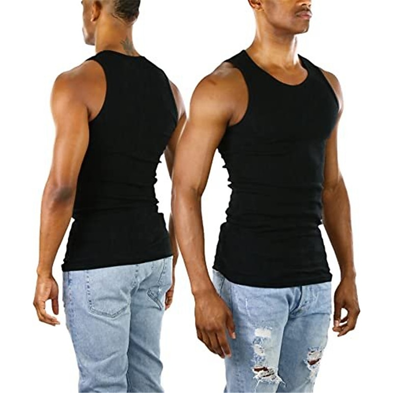 Men's Tank Top Vest Top Undershirt Sleeveless Shirt Sleeveless Crew Neck Summer Plain Fashion Designer Muscle Athleisure Going out Gym Black Wine Blue Top Tee for Men4