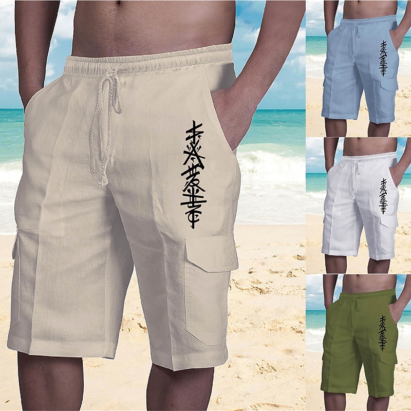 Men's Graphic Slogan Shorts Summer Shorts Beach Shorts Mid Waist Streetwear Designer Casual Daily Holiday Drawstring Elastic Waist Print Designer Clothing Apparel