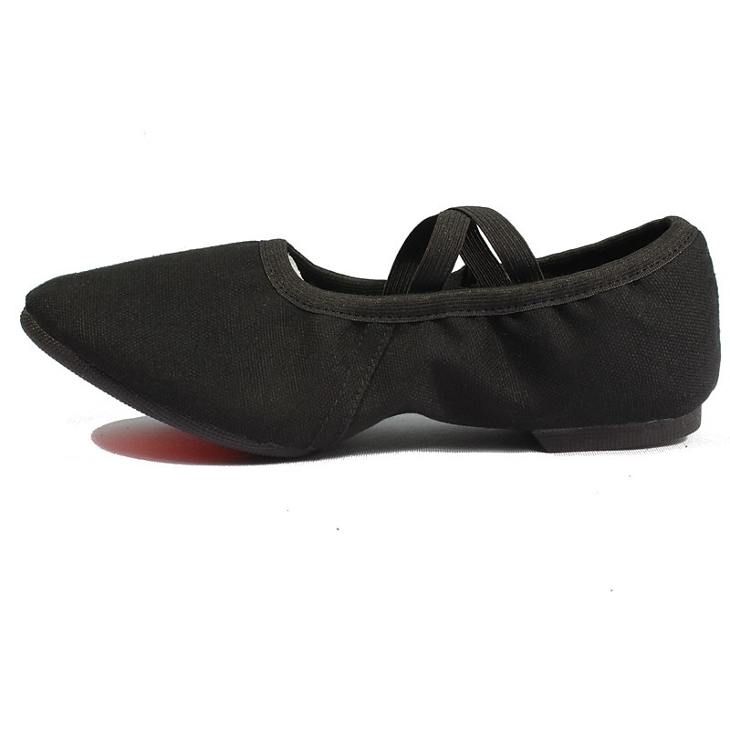 SUN LISA Women's Ballet Shoes Ballroom Shoes Training Performance Practice Heel Thick Heel Rubber Sole Lace-up Elastic Band Adults' Black3