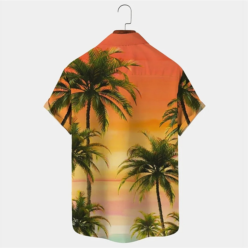 Men's Palm Tree Tropical Plants Shirt Summer Hawaiian Shirt Aloha Shirt Short Sleeves Shirt Turndown Tropical Fashion Hawaiian Outdoor Street Hawaiian Red Blue Orange S M L3