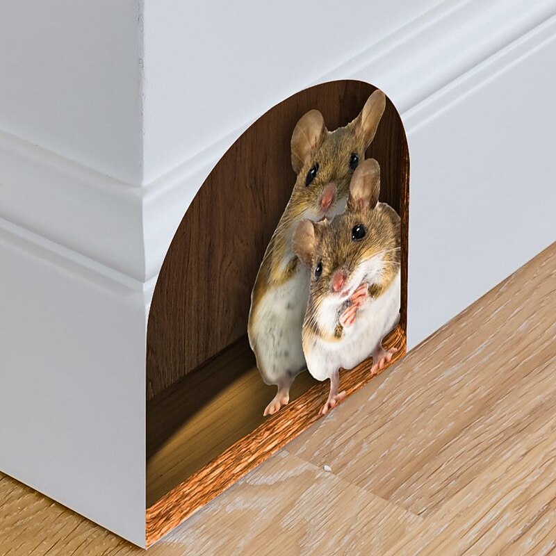 Bedroom Skirting Stickers Two Mice Cute Wall Stickers Home Corner Decorative Wall Stickers3