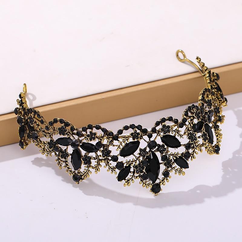 Baroque Crowns for Women Queen Crown Gothic Tiara Crystal Crown for Women Princess Tiara for Girls Vintage Tiara for Wedding Crown for Brides (Black)2
