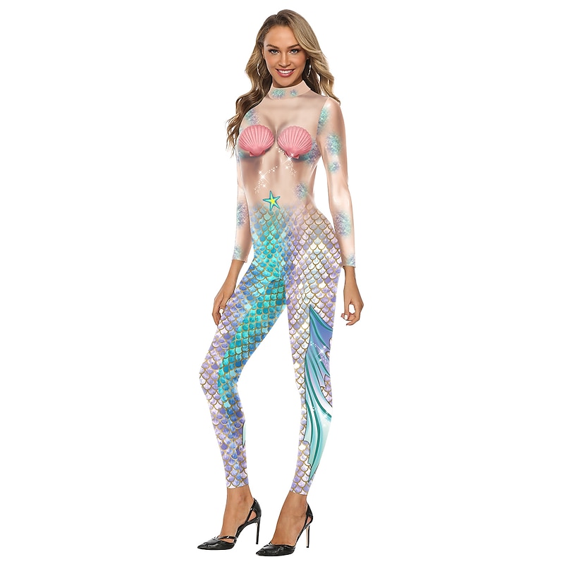 Zentai Suits Cosplay Costume Bodysuit Mermaid Carnival Costume Full Body Suit Women's Cosplay Sexy Costume Mermaid Spandex Lycra Costume for Halloween Carnival Masquerade Adults'2