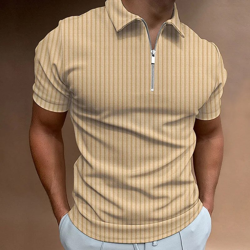 Men's Polo Shirts Muscle Shirt Vacation Work Turndown Quarter Zip Short Sleeve Fashion Classic Style Plain Half Zip Quarter Zip Summer Slim Fit Light Blue Black White Navy Blue Light Grey Apricot
