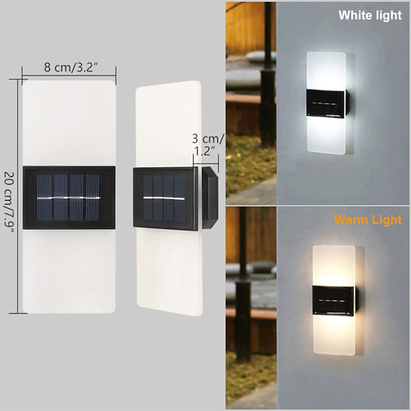 2pcs Solar Wall Lights 2 Modes Lighting Outdoor Waterproof LED Wall Lamp Intelligent Light Control Garden Fence Lights Solar Lamp Courtyard Street Landscape Light4