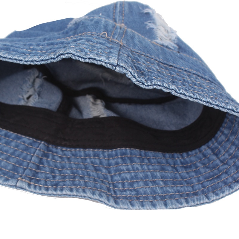 Men's Bucket Hat Sun Hat Black Deep Blue Denim Ripped Streetwear Stylish Casual Outdoor Daily Outdoor clothing Plain Sunscreen Lightweight Quick Dry4