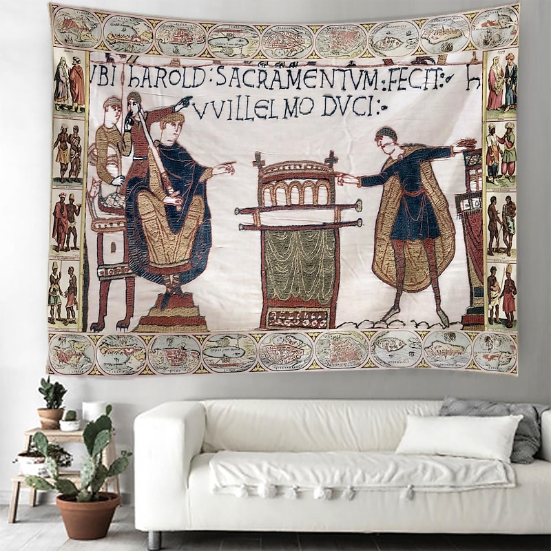 Bayeux Medieval Tapestry Middle Age Tapestry Wall Art Decor Photograph Backdrop Blanket Curtain Home Bedroom Living Room Decoration3