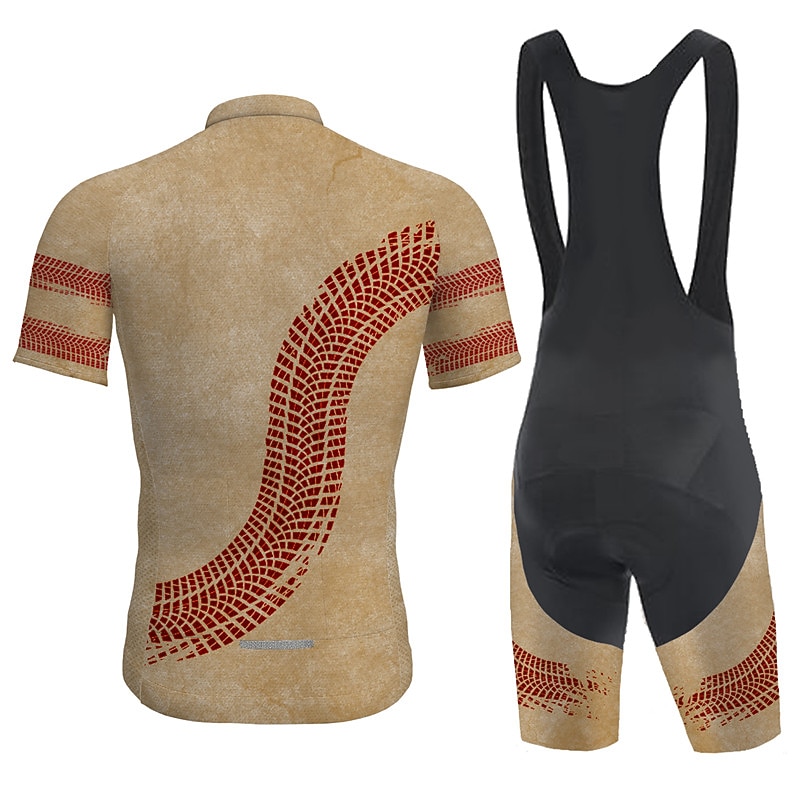 Men's Cycling Jersey with Bib Shorts Short Sleeve Mountain Bike MTB Road Bike Cycling Black Red Blue Bike Clothing Suit 3D Pad Breathable Quick Dry Back Pocket Polyester Spandex Sports Letter3