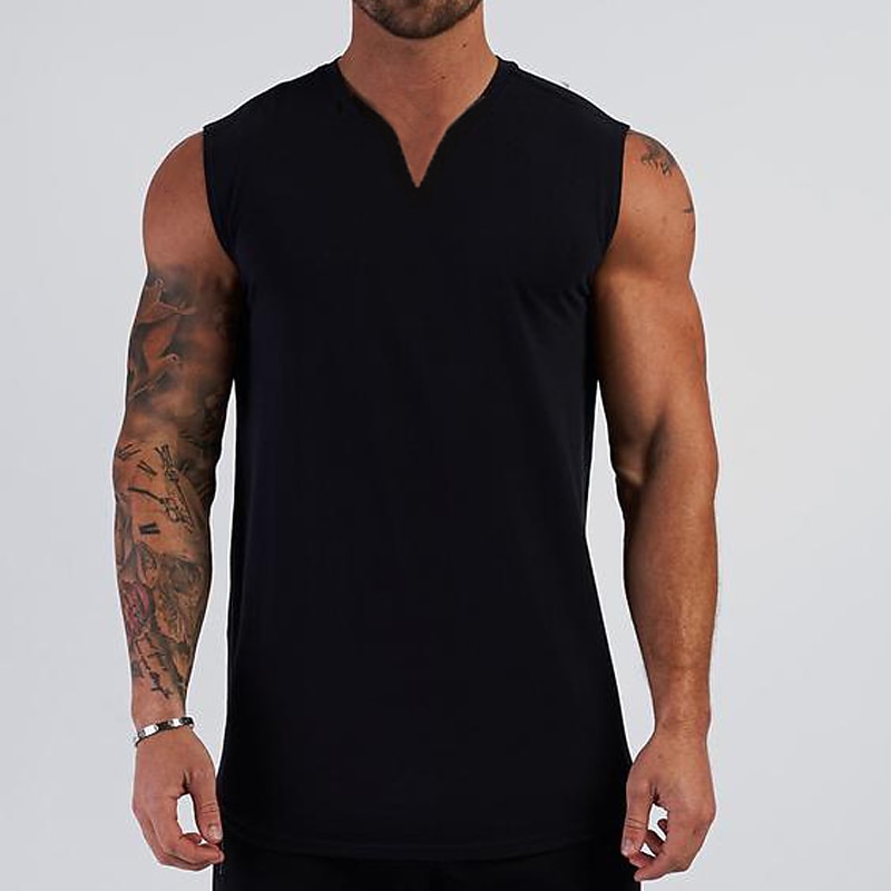 Men's Tank Top Vest Top Undershirt Sleeveless V Neck Summer Plain Fashion Muscle Workout Vacation Sport Daily Black White Wine Top Tee for Men2