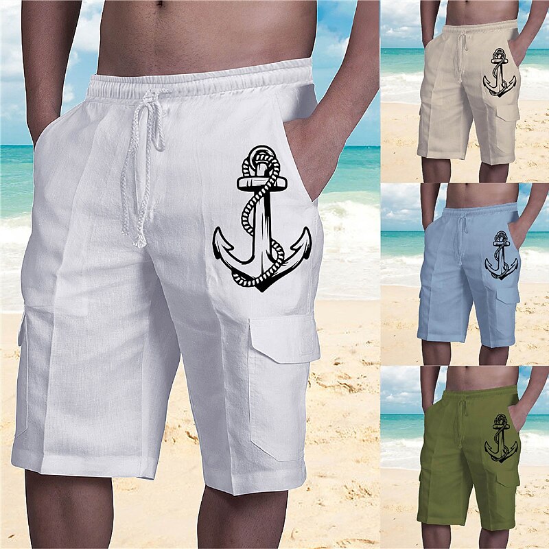 Men's Graphic Anchor Shorts Summer Shorts Baggy Shorts Mid Waist Streetwear Designer Casual Daily Holiday Drawstring Elastic Waist Print Designer Clothing Apparel