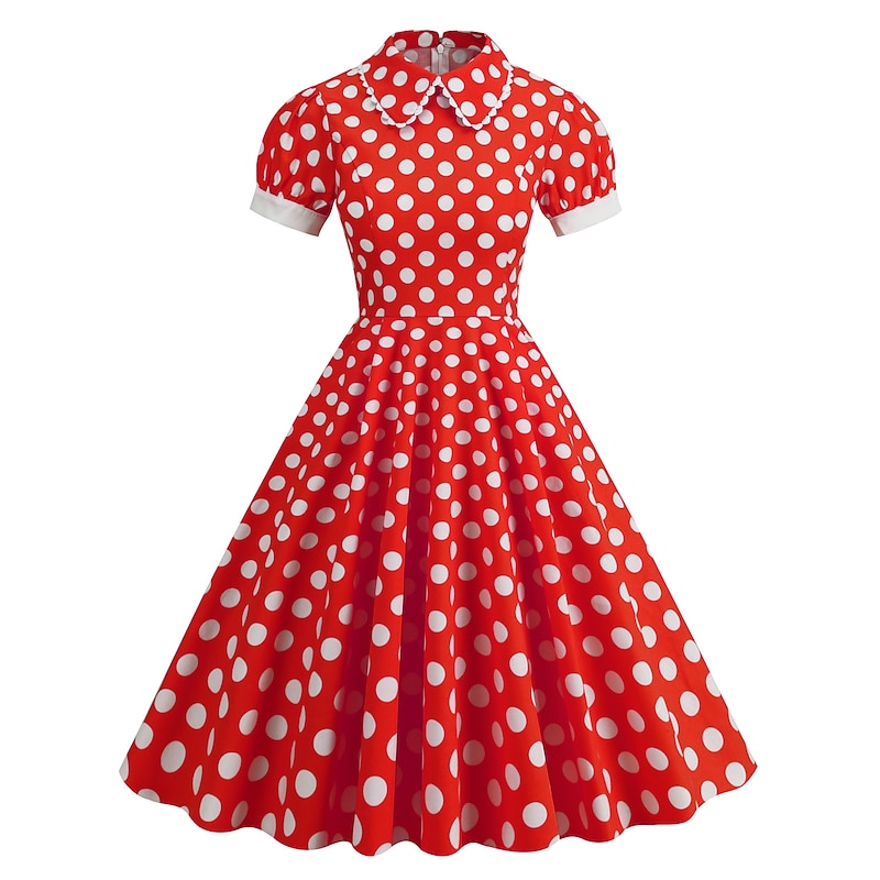 Polka Dots Retro Vintage 1950s Grease Outfits Dress Flare Dress Polka Dot Fancy Dress Women's Carnival Masquerade Daily Wear Date Adults' Dress Homecoming Dresses4