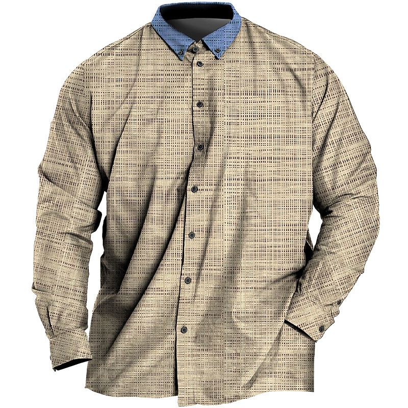 Men's Plus Size Shirt Big and Tall Stripe Turndown Buttons Long Sleeve Spring & Summer Sports Fashion Streetwear Designer Outdoor Vacation Tops