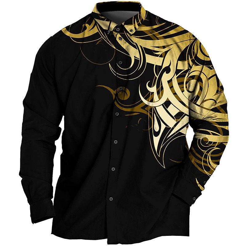 Men's Plus Size Shirt Big and Tall Graphic Prints Turndown Buttons Long Sleeve Spring & Summer Sports Fashion Streetwear Designer Outdoor Vacation Tops