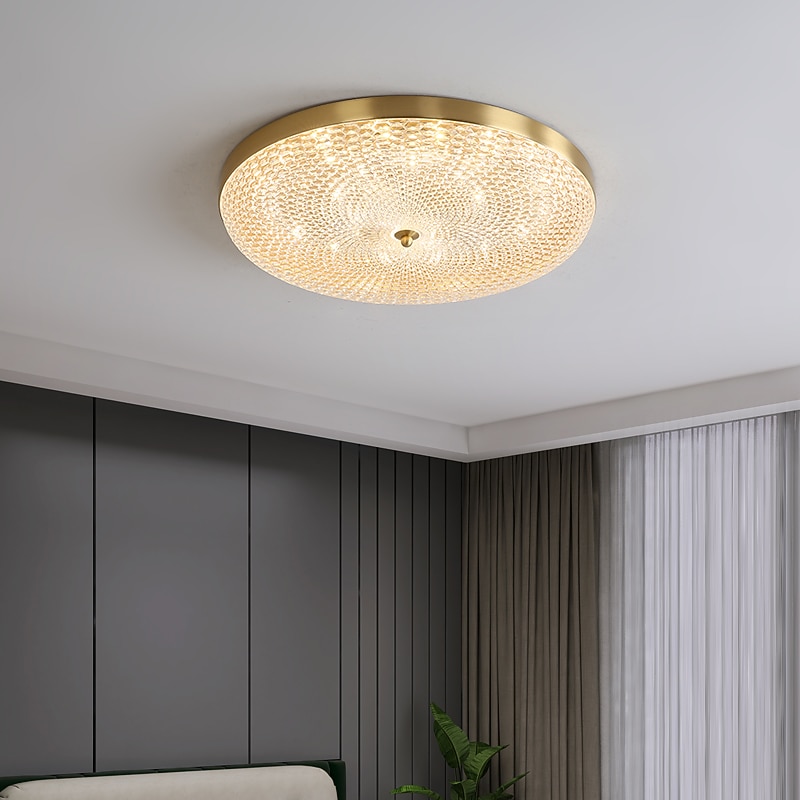 LED Ceilling Light Crystal Dimmable 35cm Circle Design Copper Ceiling Lights for Living Room 110-240V