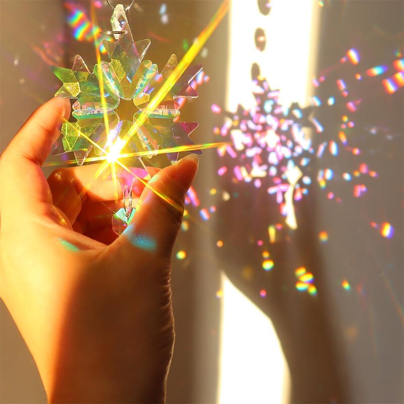 Snowflake Dream Catcher Crystal Suncatcher Wind Chime Handmade Gift Wind Chime Ornament Wall Hanging Outdoor Decor2