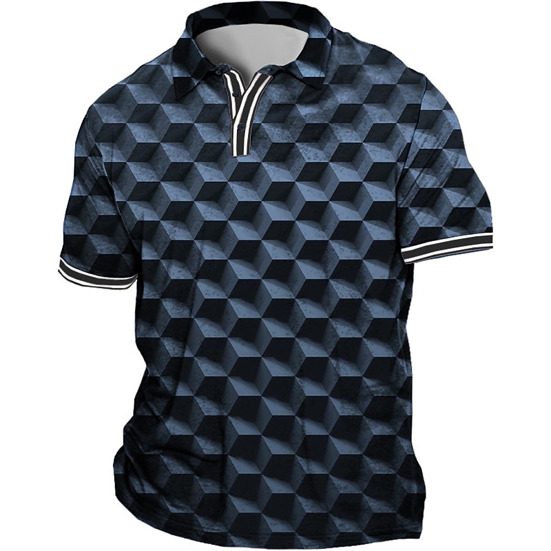 Men's Plus Size Polo Shirt Big and Tall Optical Illusion Turndown Print Short Sleeve Spring & Summer Sports Fashion Streetwear Designer Outdoor Street Tops2