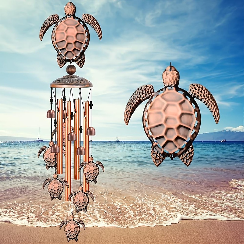 1pc Vintage Metal Turtle Iron Wind Chime, Outdoor Courtyard Music Decorations, Festival Gifts For Family