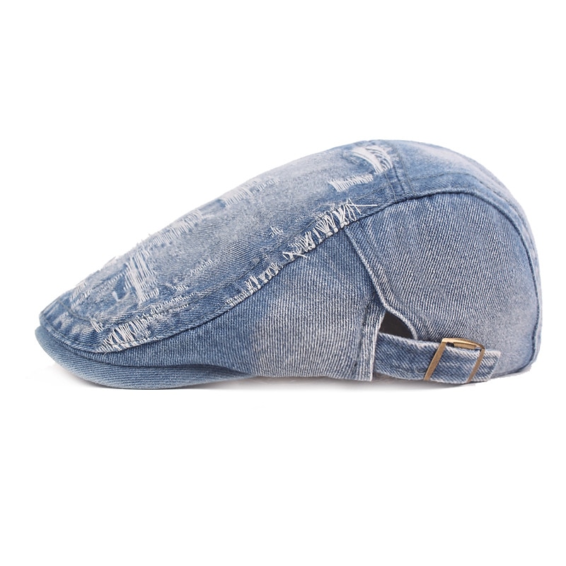 Men's Flat Cap Black Blue Denim Ripped Fashion Streetwear Stylish 1920s Fashion Outdoor Daily Going out Plain Warm3