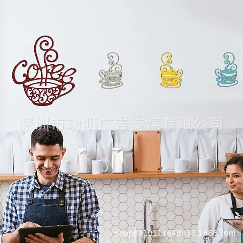 1pc Coffee Cup Metal Wall Art Outdoor Decor Rust Proof Wall Sculpture Ideal For Garden, Home, Farmhouse, Patio And Bedroom4