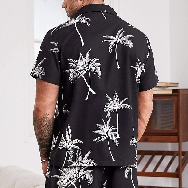 Men's Plus Size Summer Hawaiian Shirt Big and Tall Coconut Tree Turndown Print Short Sleeve Spring & Summer Tropical Fashion Hawaiian Outdoor Street Tops2