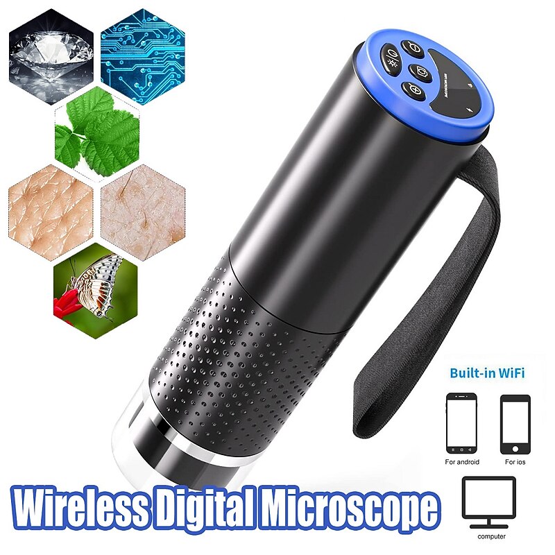 Wireless Digital Microscope 50X-1000X Magnification WiFi USB HD Portable Handheld Pocket Microscopes Camera with 8 Adjustable LED Compatible with iPhone iPad Android Windows Mac Computer