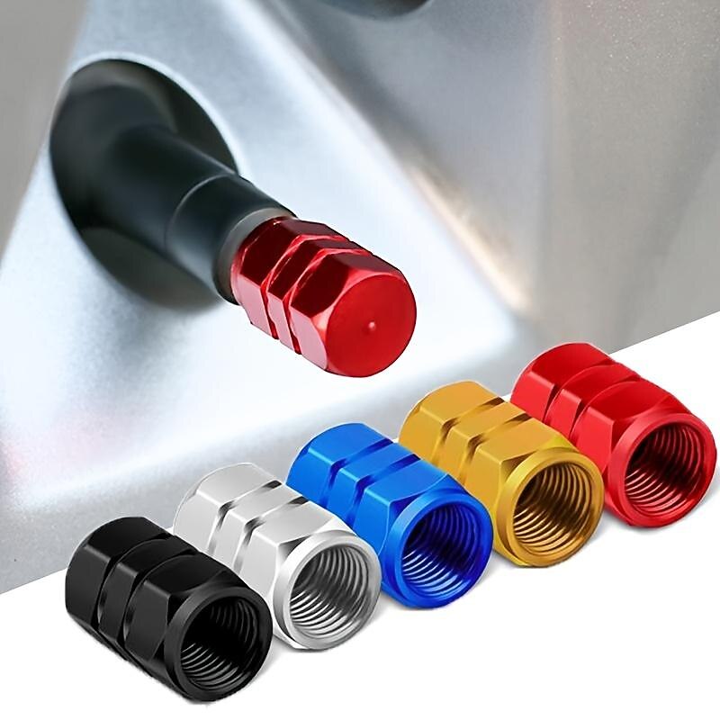 StarFire 4pcs Car Tire Valve Caps Aluminum Alloy Car Wheel Tire Valve Caps Dustproof Car Motorcycle Truck Bike For USA AIR Valve Caps