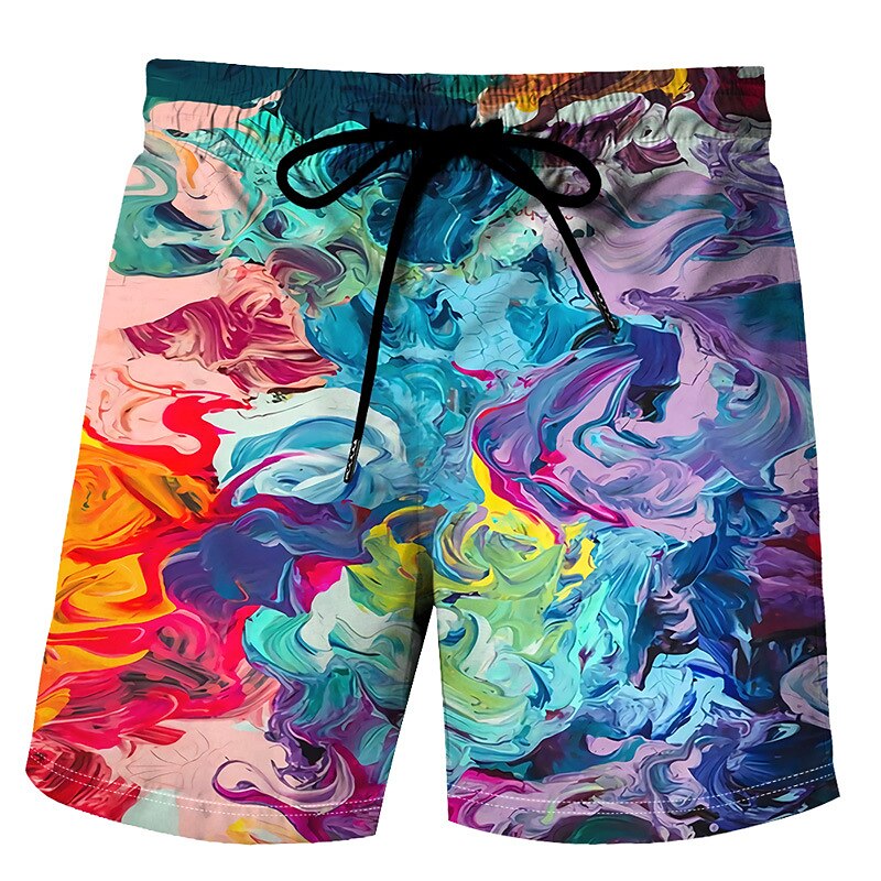 Men's Tie Dye Swim Trunks Swim Shorts Board Shorts Mid Waist Hawaiian Boho Outdoor Holiday Going out Pocket Drawstring Elastic Waist Designer Clothing Apparel