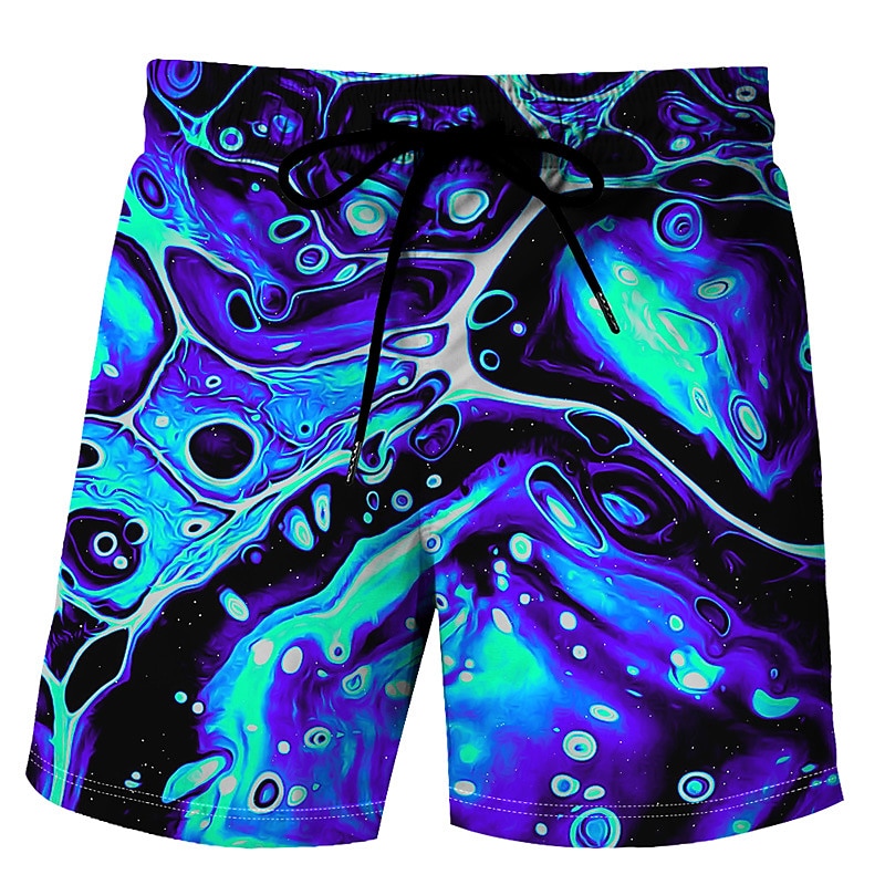 Men's Tie Dye Swim Trunks Swim Shorts Board Shorts Mid Waist Hawaiian Boho Outdoor Holiday Going out Pocket Drawstring Elastic Waist Designer Clothing Apparel3