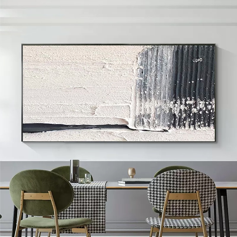 Oil Painting Handmade Hand Painted Wall Art  Black-White Abstract Canvas Painting Home Decoration Decor Stretched Frame Ready to Hang3