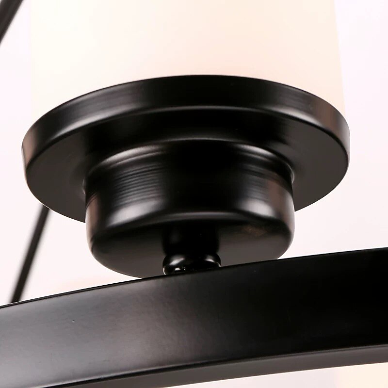 Modern Farmhouse Chandelier Wagon Wheel Chandelier for Dining Room 3/6/8-Light with Frosted Glass Rustic Hanging Light Fixture4