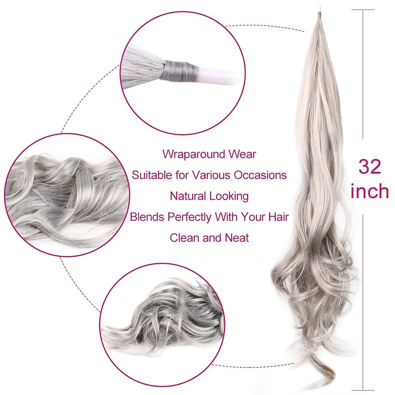 Show Flexible Wrap Around PonyTail 32inch Length Synthetic Ponytail Extensions Blonde ponytail Hairpieces For Women Daily Use2