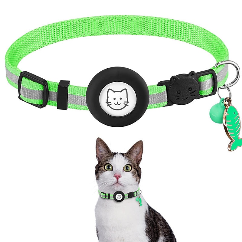For Airtag Case and Cat Collar Airtag Cat Collar for Airtag Collar With Bell Airtag Reflective Fishbone Pet Collar（no tracker）