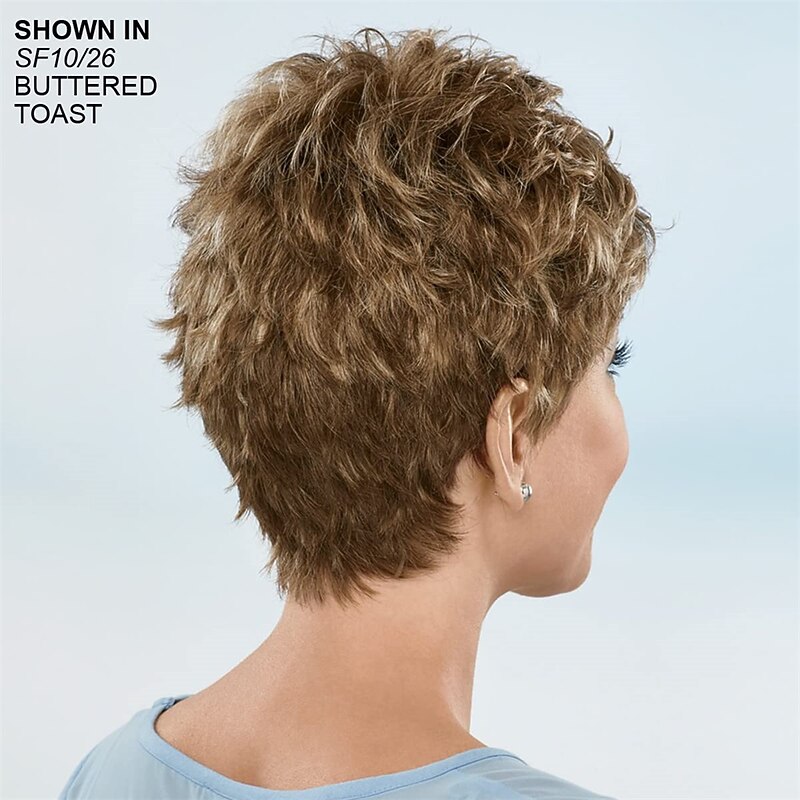 Fresh Pixie Wig with Breathable Cap and Razored Layers / Multi-Tonal Shades of Blonde Silver Brown and Red3