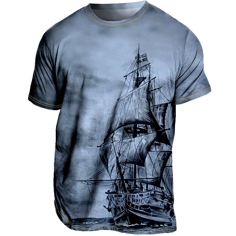 Men's T shirt Tee Tee Graphic Ship Crew Neck Clothing Apparel 3D Print Outdoor Casual Daily Sports Short Sleeve Print Vintage Fashion Designer2