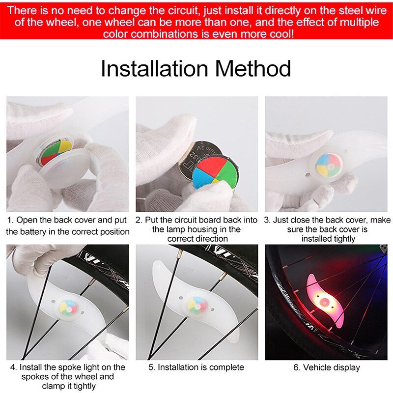 Bike Wheel Spoke Light Waterproof Balance Bicycle LED Tyre Tire Flash Lights Colorful Warning Lamp Bike Accessories Plastic2