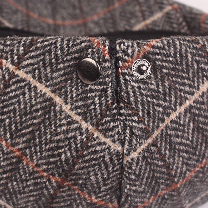 Men's Flat Cap Tweed Cap Brown Beige Cotton Streetwear Stylish 1920s Fashion Outdoor Daily Going out Stripe Warm3