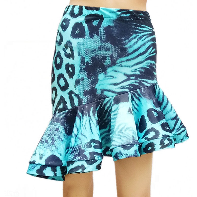 Latin Dance Skirts Printing Ruching Women's Performance Training High Polyester2