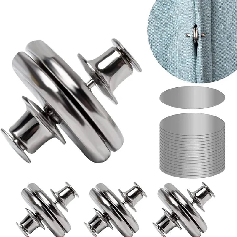 3pairs Magnetic Curtain Button Clip Detachable Magnet Buckle For Curtain Light Leakage Prevention Button No-punching Buckle Home Decor2