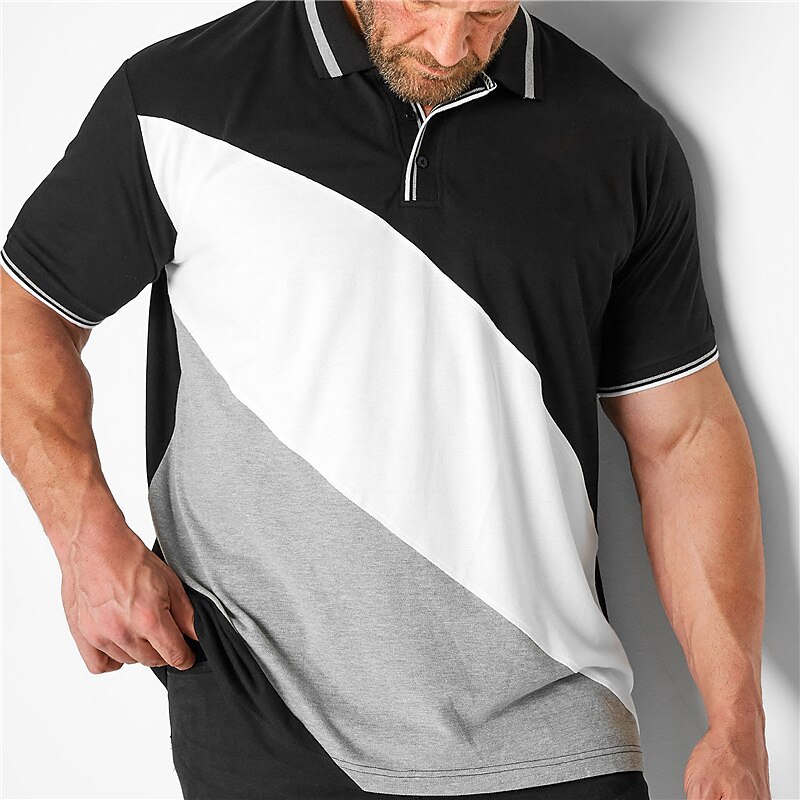Men's Plus Size Polo Shirt Big and Tall Color Block Turndown Print Short Sleeve Spring & Summer Sports Fashion Streetwear Designer Outdoor Street Tops3