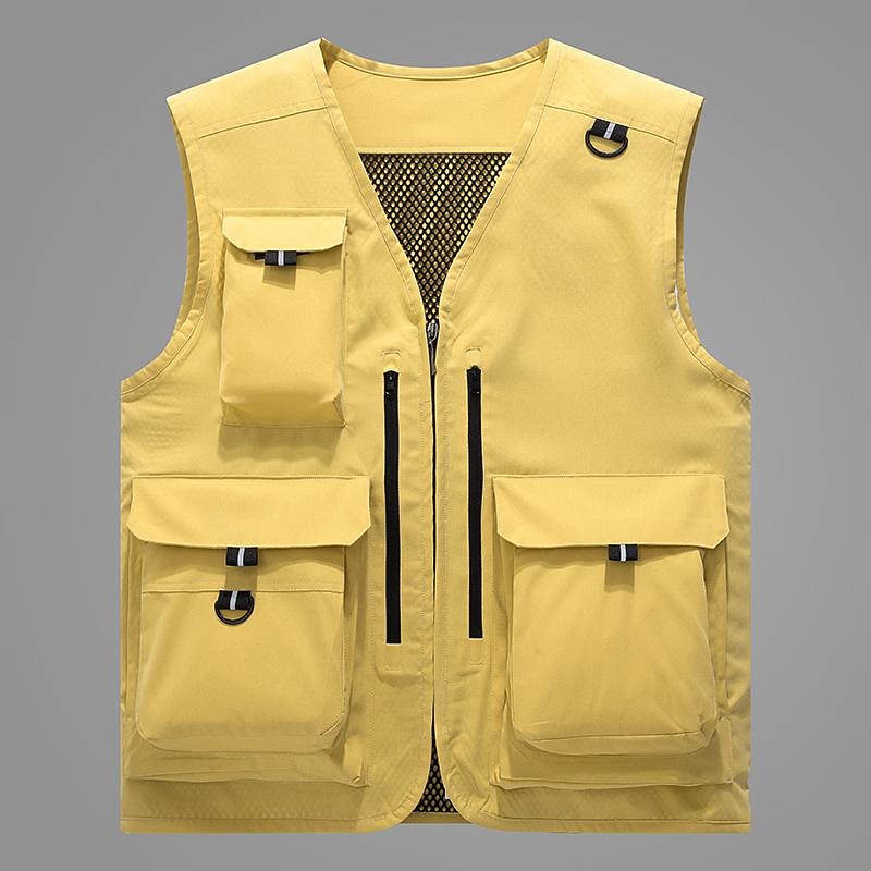 Men's Fishing Vest Hiking Vest Vest / Gilet Top Outdoor Portable Ultra Light (UL) Breathable Lightweight Beige gray Black Yellow Fishing Beach4