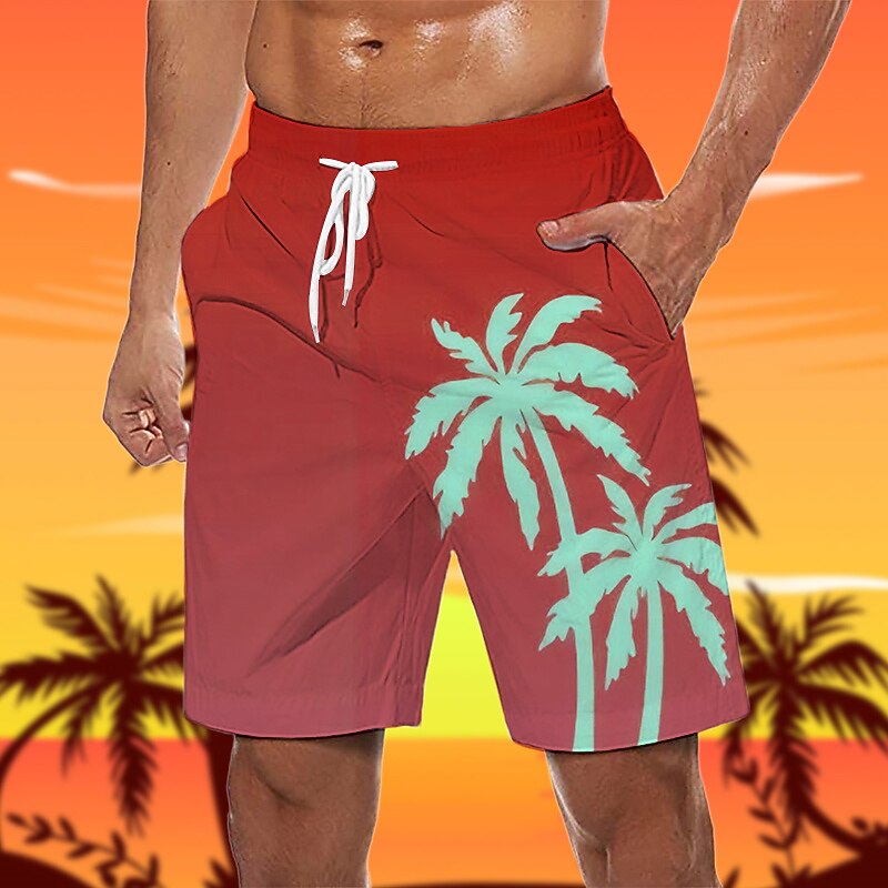 Men's Tree Graphic Prints Swim Trunks Swim Shorts Board Shorts Mid Waist Hawaiian Boho Casual Daily Holiday Drawstring with Mesh lining Elastic Waist Designer Clothing Apparel2