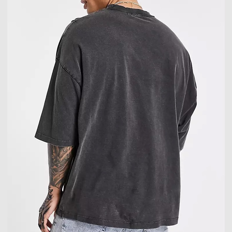 Men's T Shirt 100% Cotton Acid Wash Shirt Oversized Shirt Tee Top Short Sleeve Crew Neck Summer Plain Streetwear Designer Casual Daily Outdoor Sport Going out Black Blue Grey Top Tee for Men2