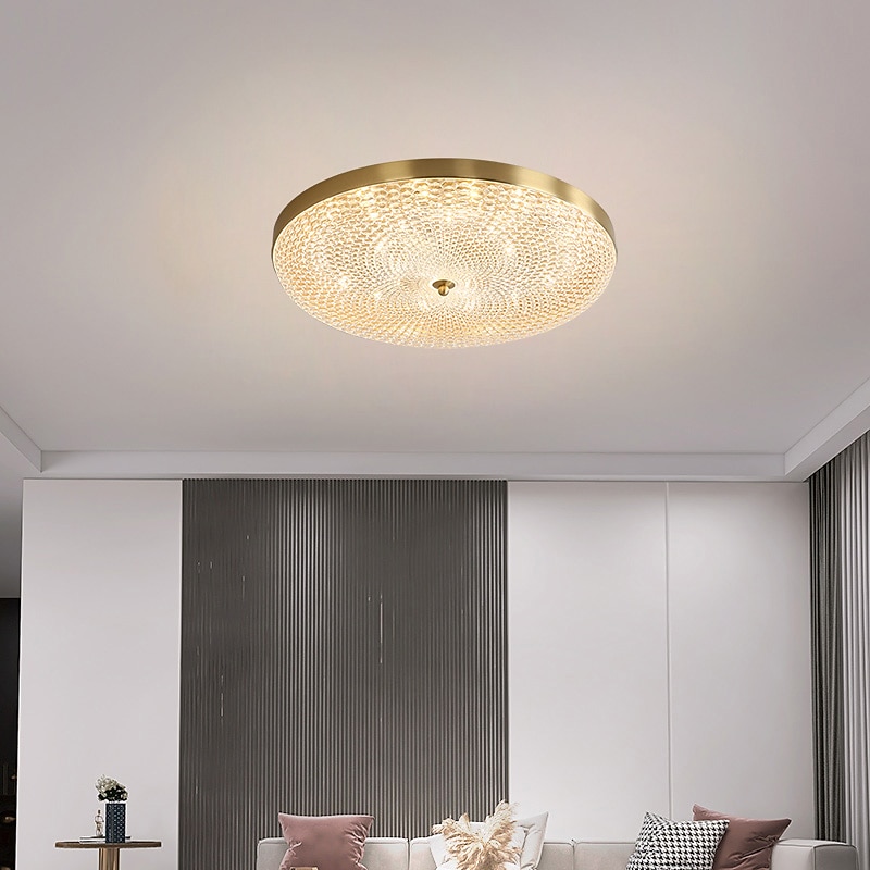 LED Ceilling Light Crystal Dimmable 35cm Circle Design Copper Ceiling Lights for Living Room 110-240V2
