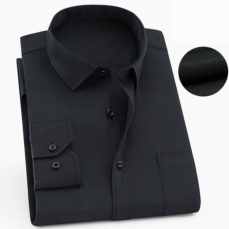 Men's Dress Shirt Black White Pink Long Sleeve Plain Turndown Summer Spring & Summer Wedding Outdoor Clothing Apparel Front Pocket4