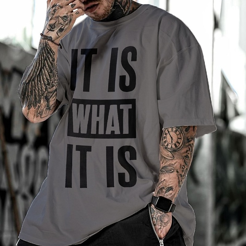 Men's Graphic Letter T Shirt Tee 100% Cotton Short Sleeve Graphic Shirt Black White Gray Comfortable Tee Vacation Daily Wear Fashion Designer Clothing4